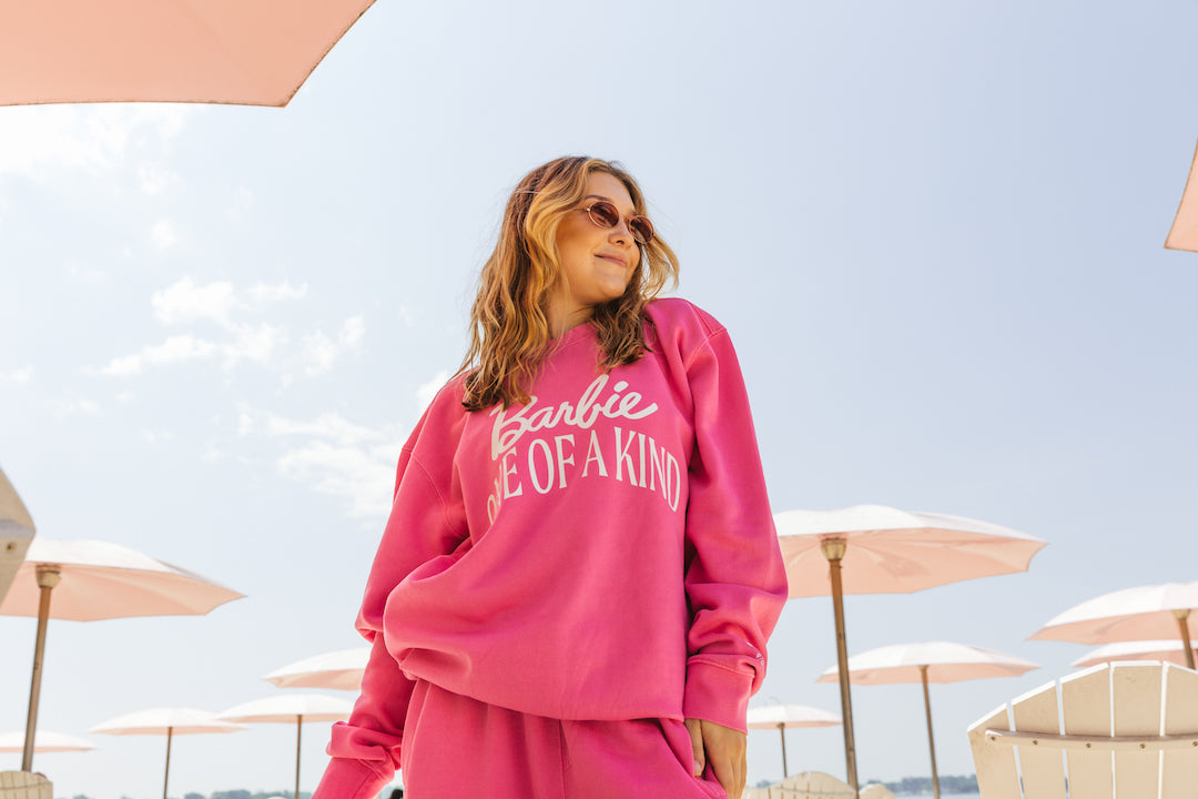 Barbie One Of A Kind Pigment Dye Crewneck - Pink