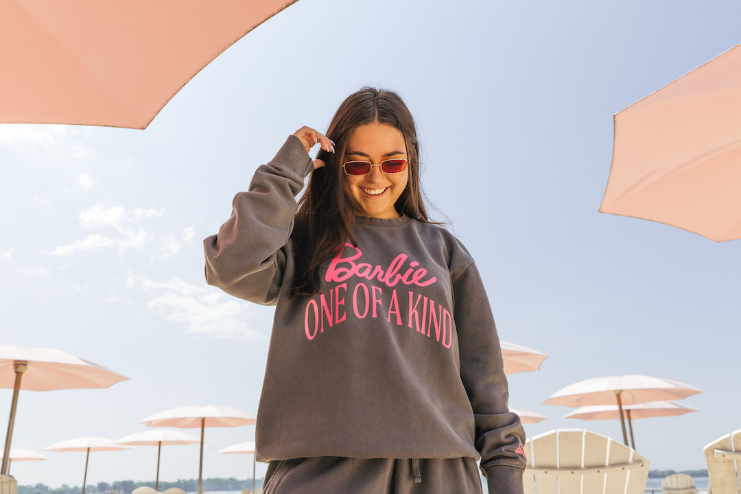 Barbie One Of A Kind Pigment Dye Crewneck - Black
