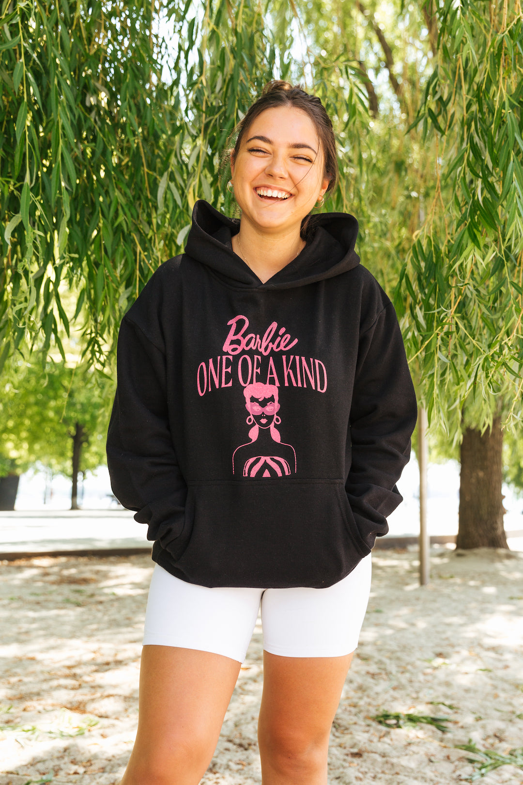 Barbie One Of A Kind Heavyweight Graphic Hoodie - Washed Black