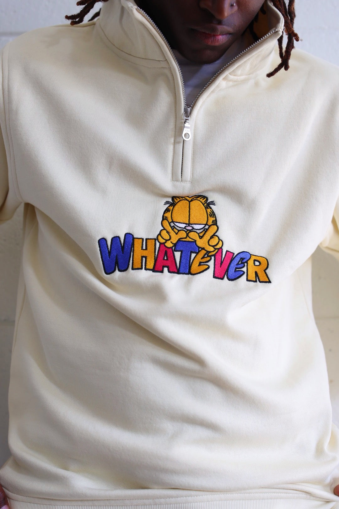 Vintage Garfield Quarter Zip - Ivory