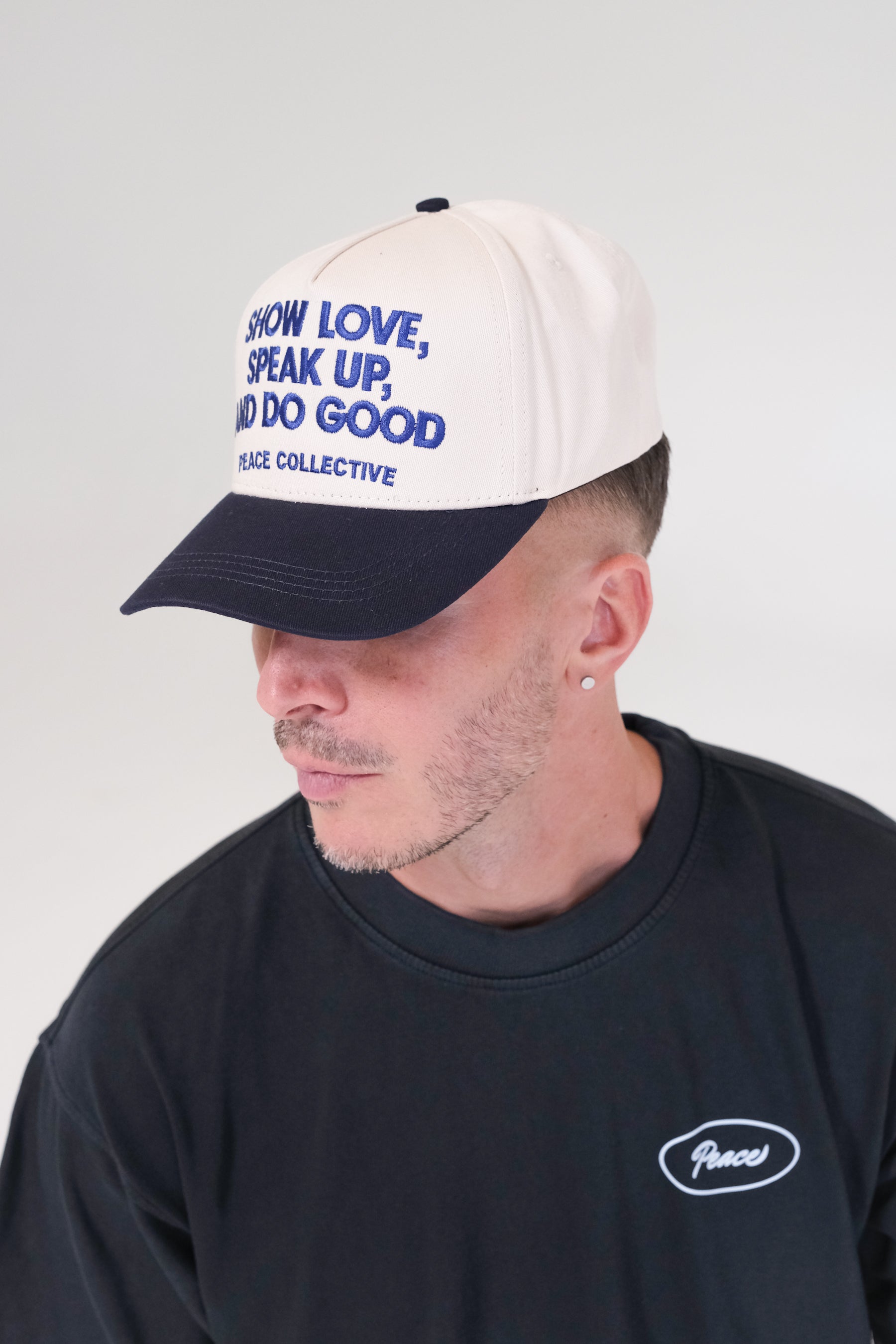 Show Love, Speak Up, Do  Good A Frame Cap - Cream/Blue