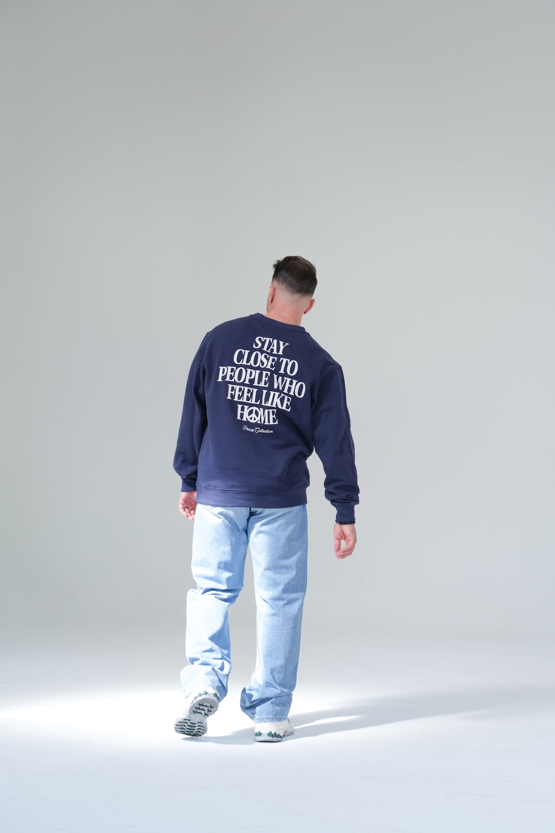 Stay Close to People Who Feel Like Home Heavyweight Crewneck - Petrol Blue