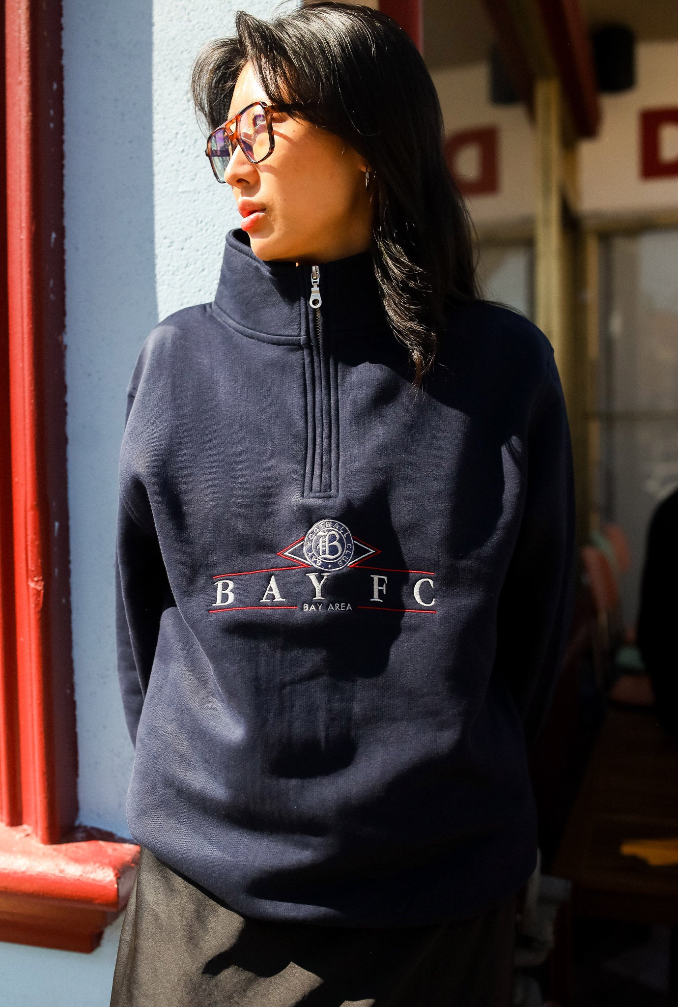 Bay FC Vintage Quarter Zip - Navy