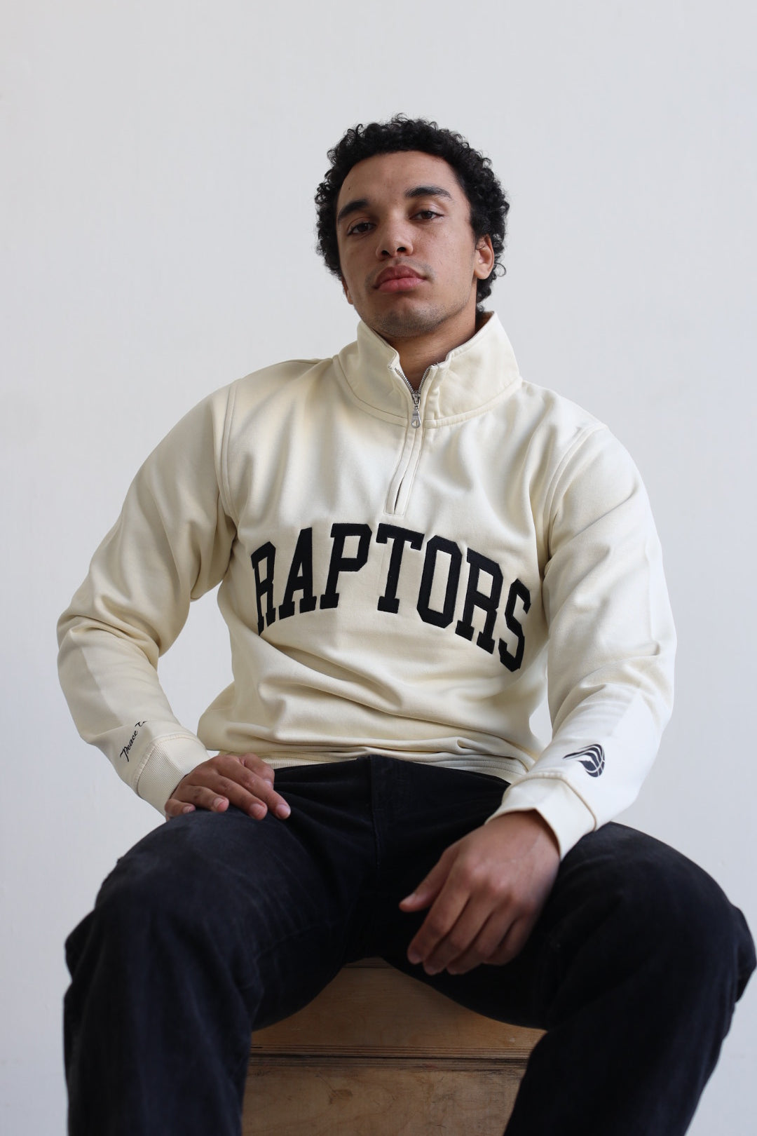Toronto Raptors Collegiate Quarter Zip - Ivory