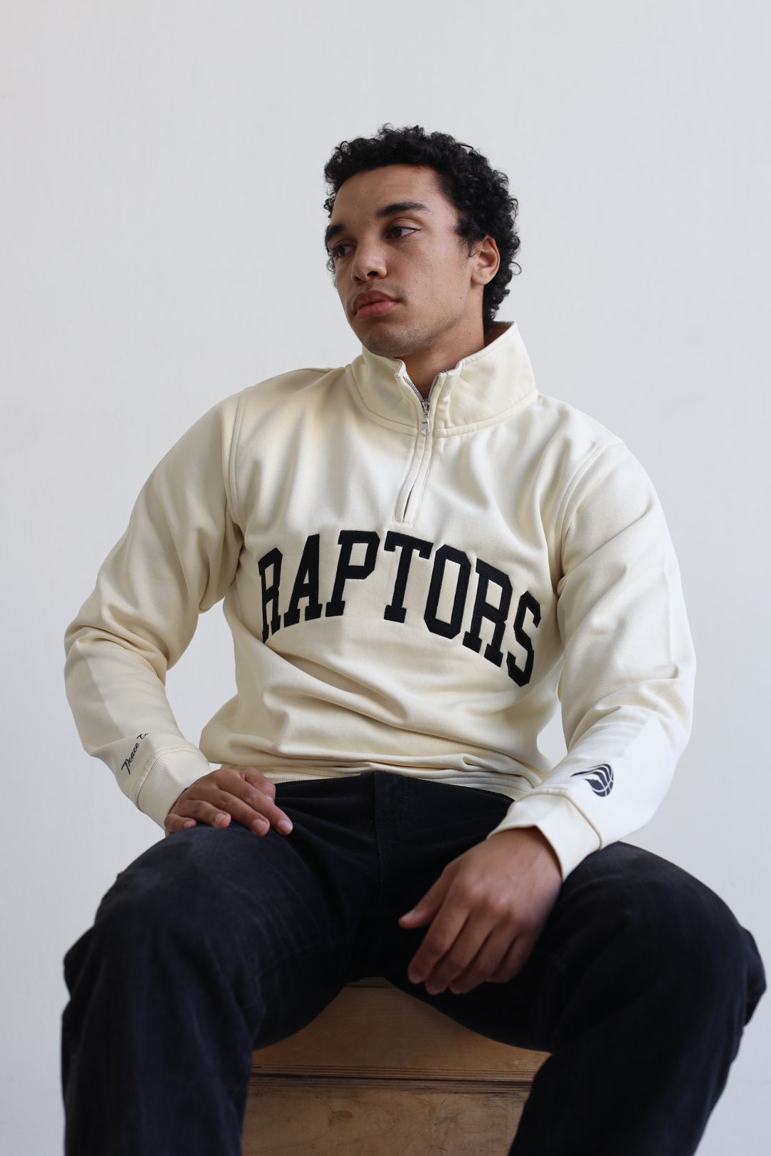 Toronto Raptors Collegiate Quarter Zip - Ivory