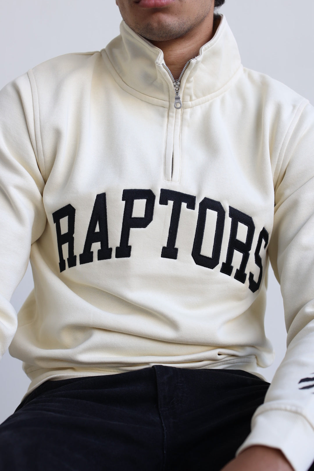 Toronto Raptors Collegiate Quarter Zip - Ivory