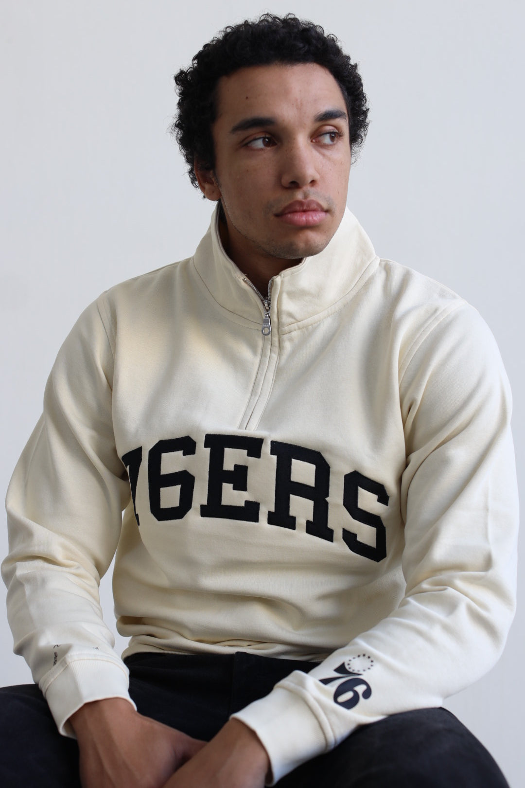 Philadelphia 76ers Collegiate Quarter Zip - Ivory