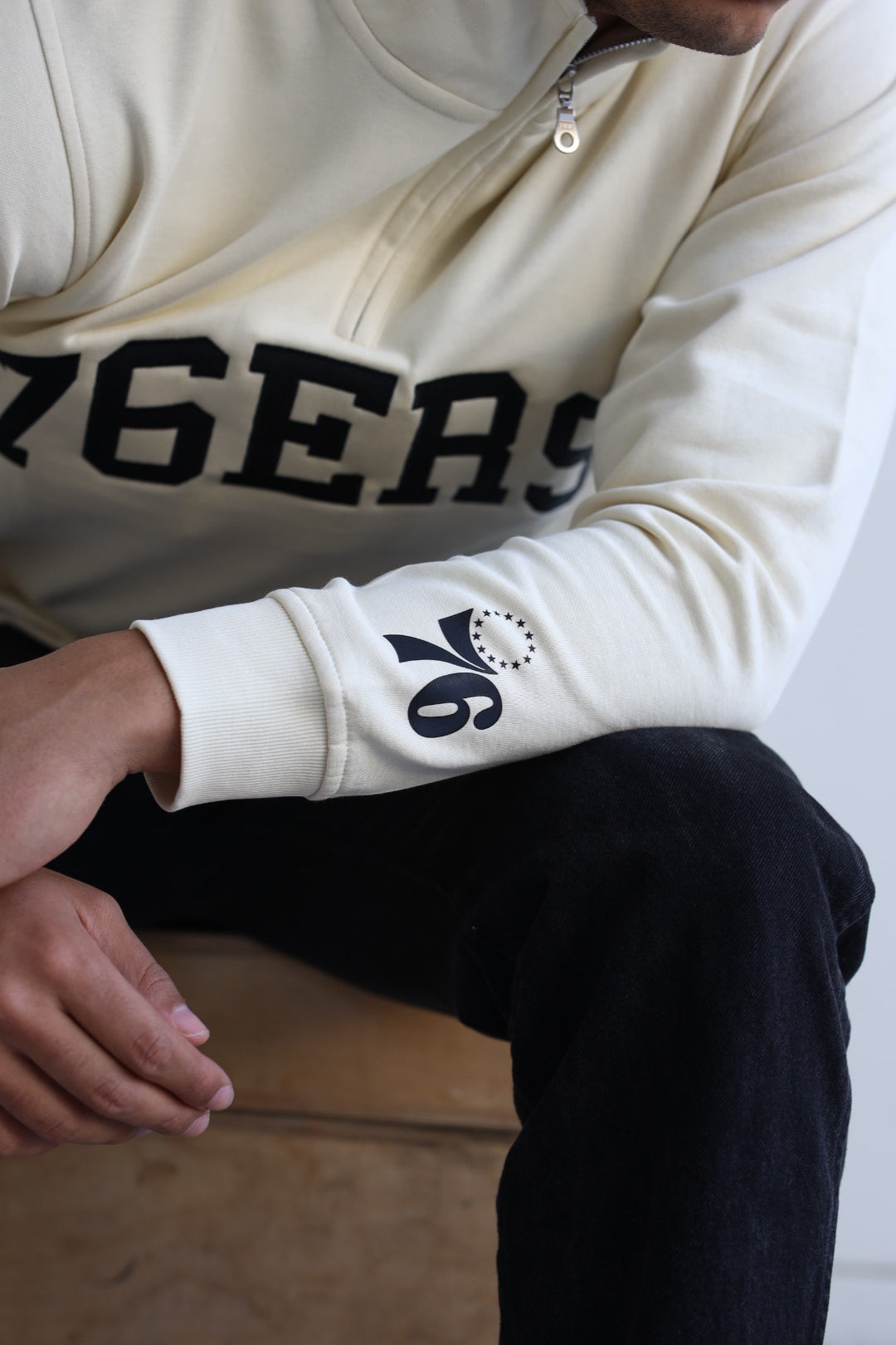 Philadelphia 76ers Collegiate Quarter Zip - Ivory