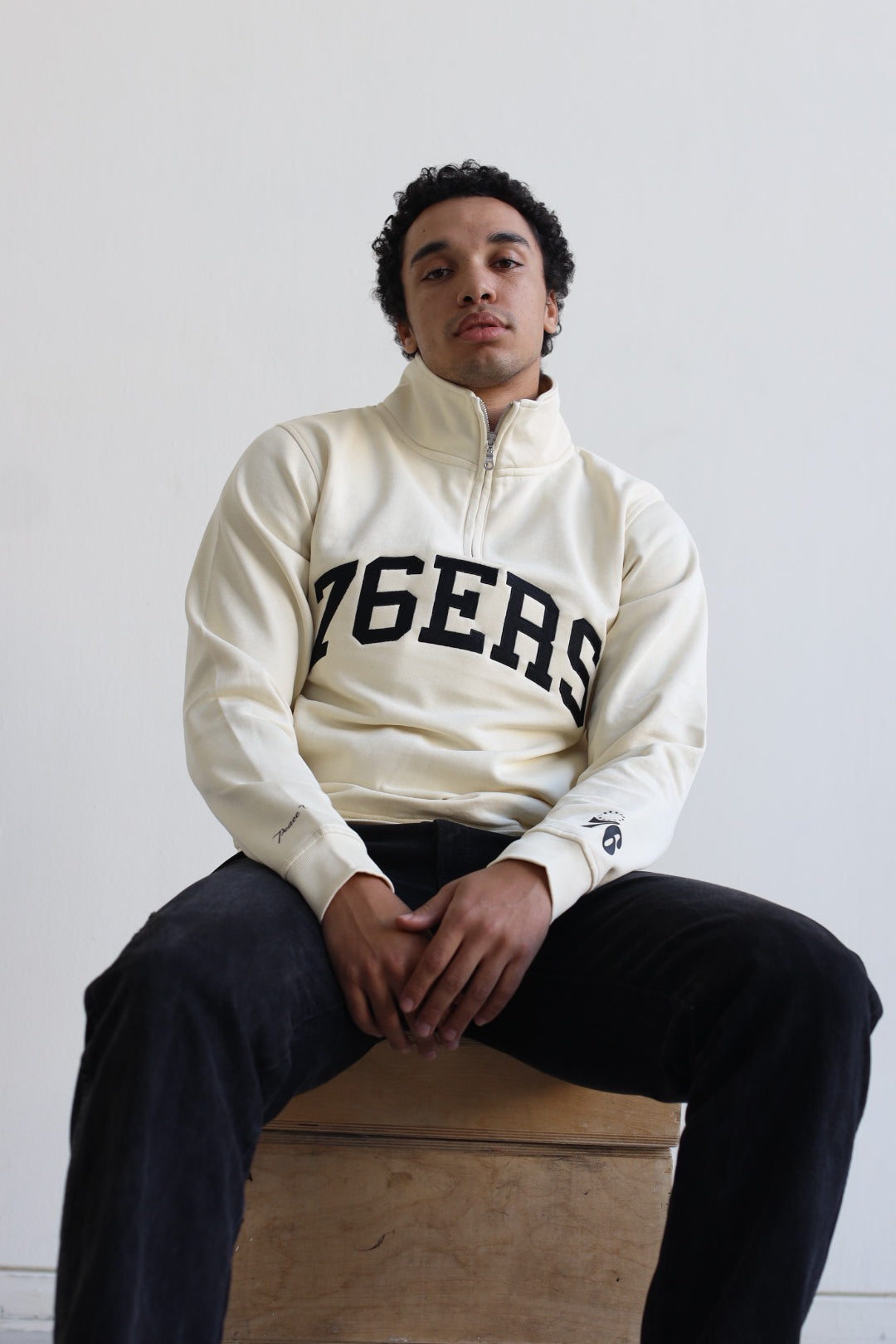 Philadelphia 76ers Collegiate Quarter Zip - Ivory