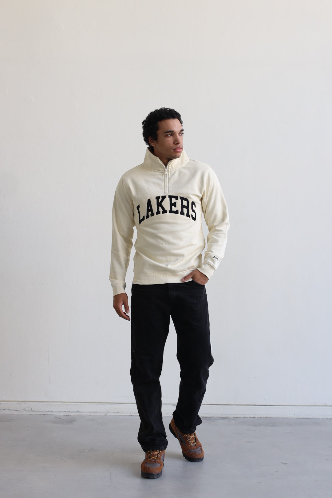 Los Angeles Lakers Collegiate Quarter Zip - Ivory