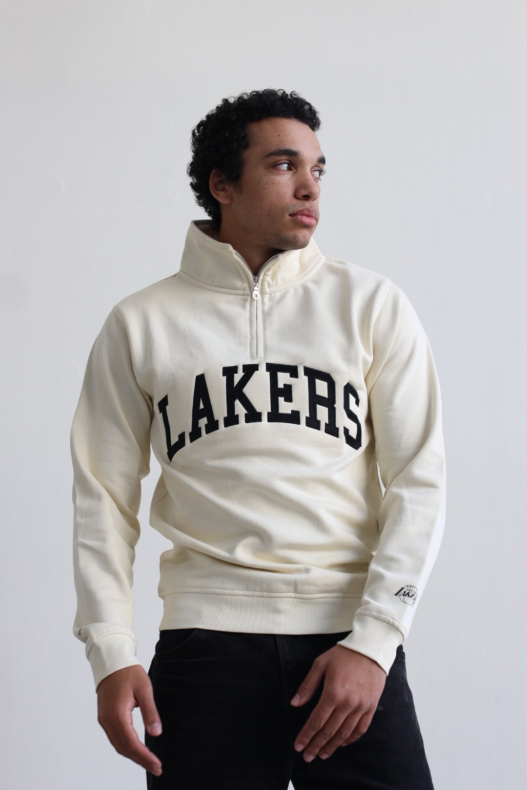 Los Angeles Lakers Collegiate Quarter Zip - Ivory