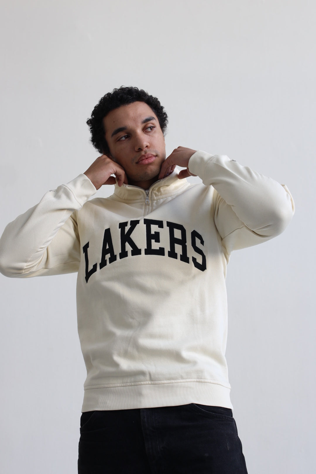 Los Angeles Lakers Collegiate Quarter Zip - Ivory