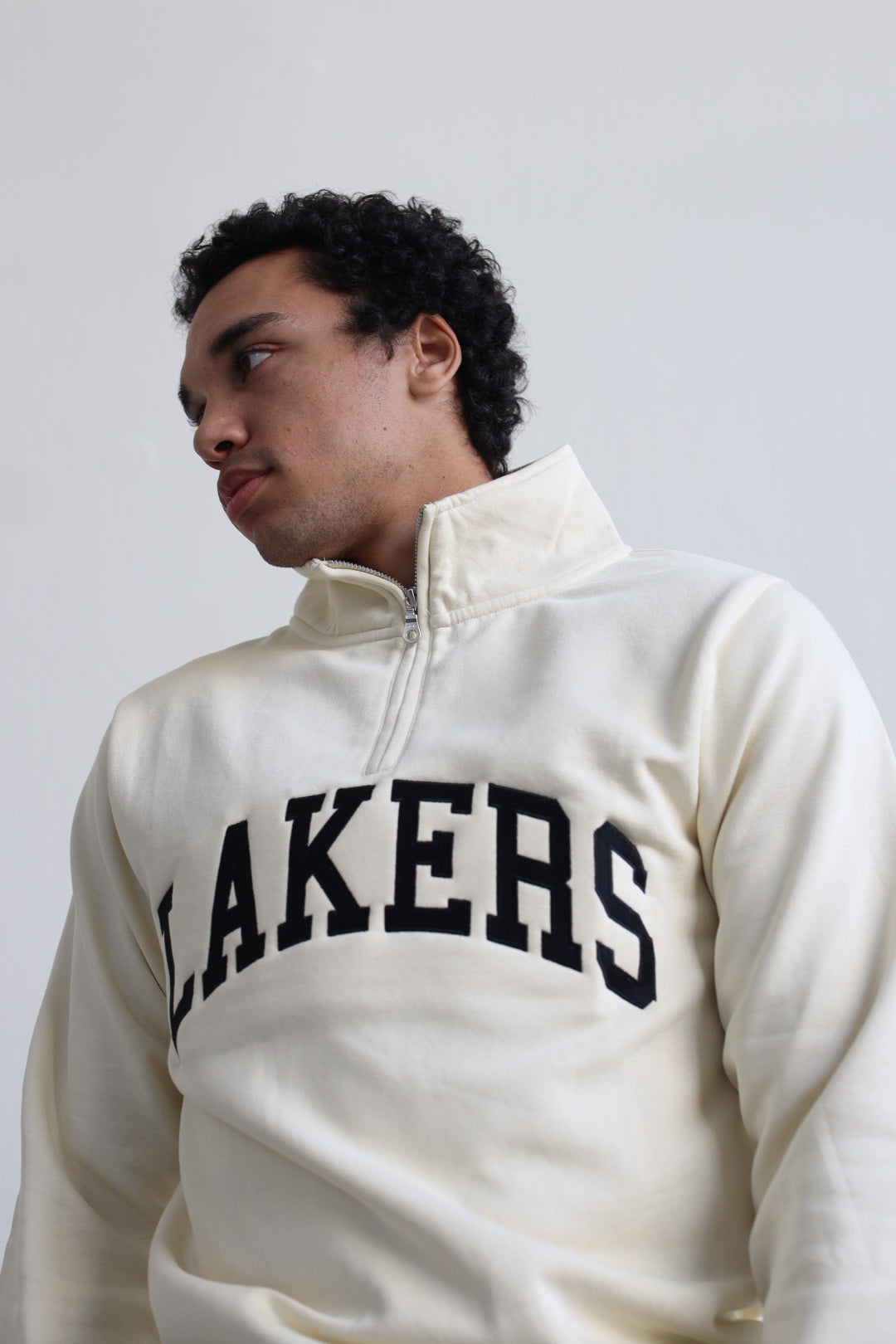 Los Angeles Lakers Collegiate Quarter Zip - Ivory