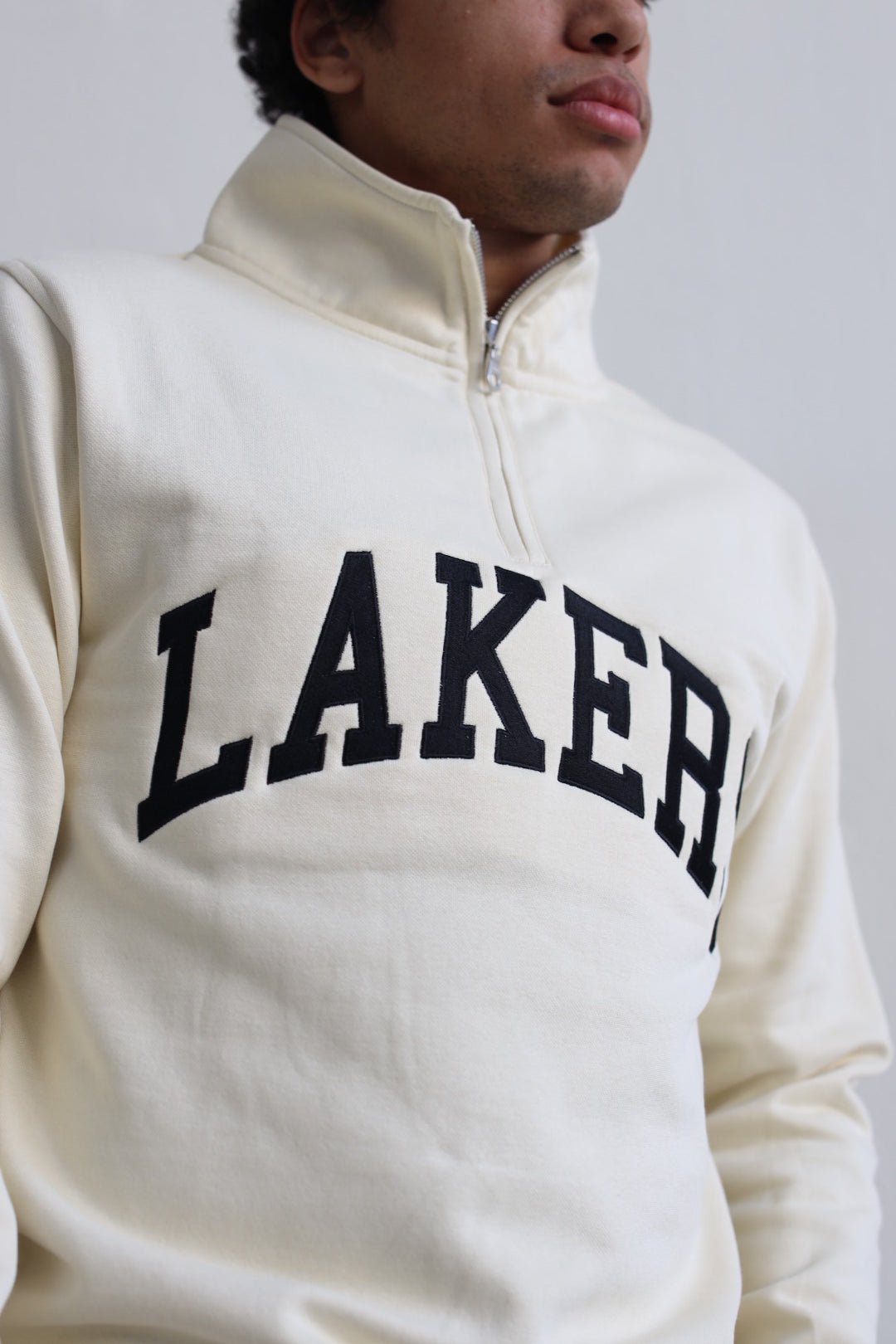 Los Angeles Lakers Collegiate Quarter Zip - Ivory