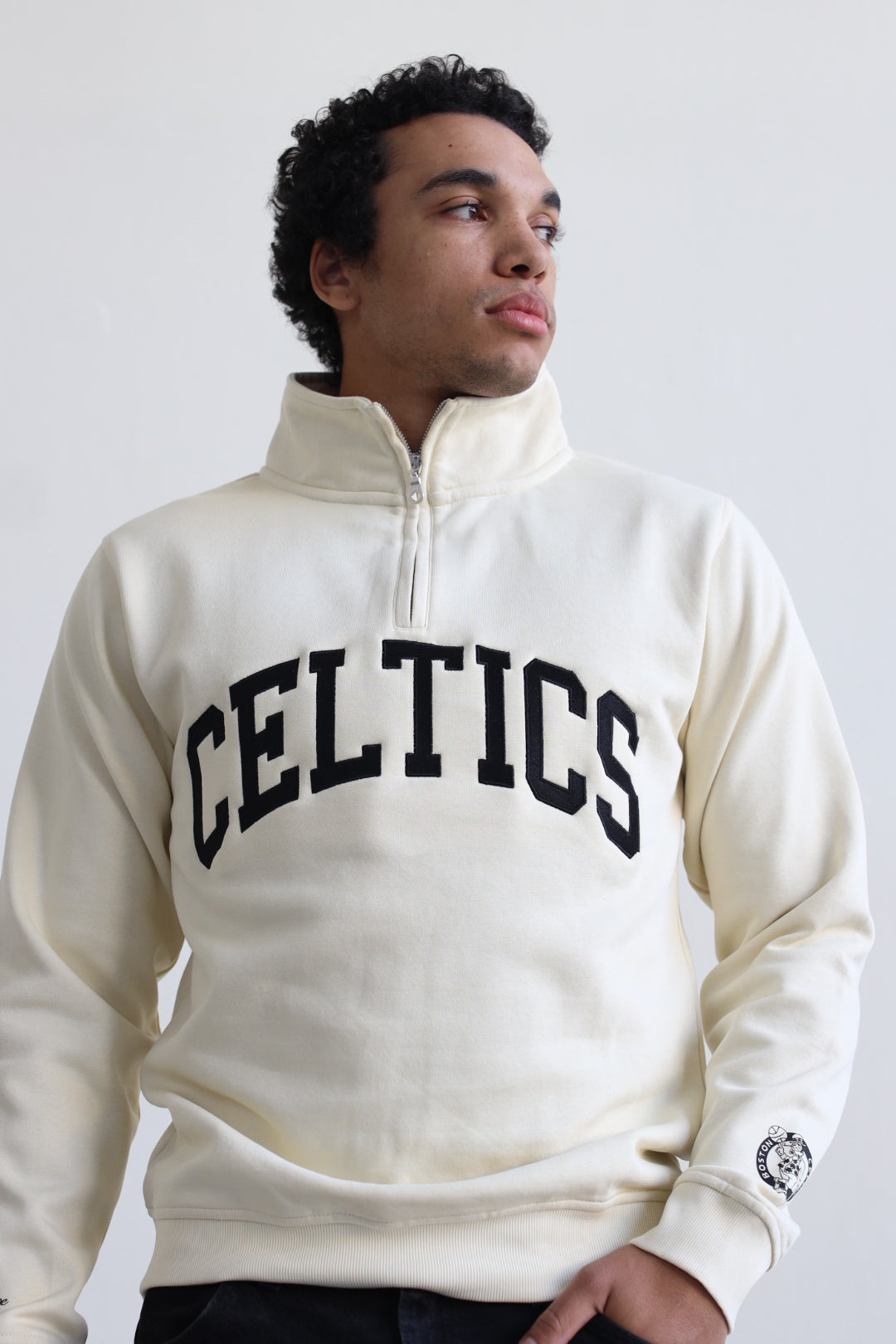 Boston Celtics Collegiate Quarter Zip - Ivory