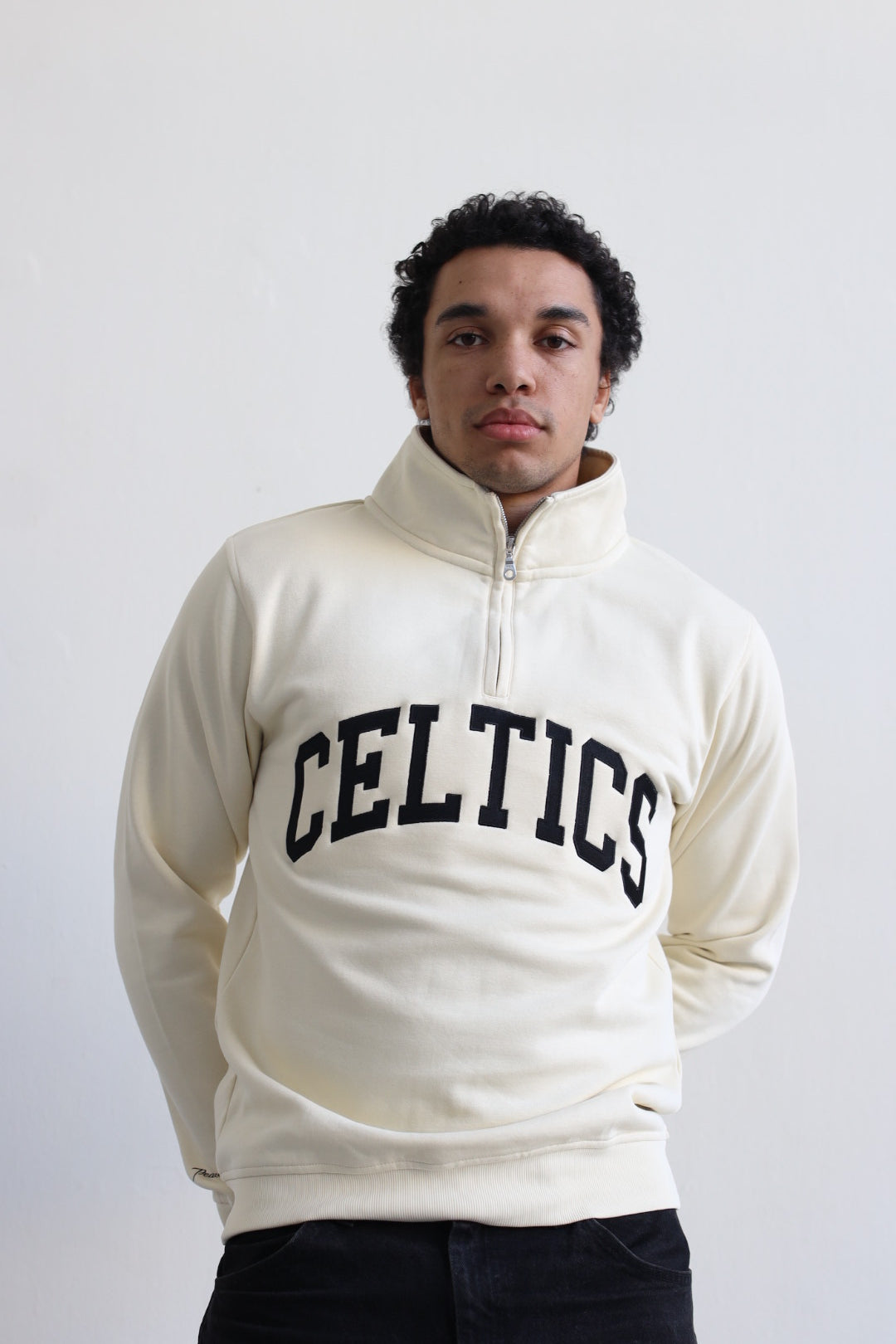 Boston Celtics Collegiate Quarter Zip - Elfenbein