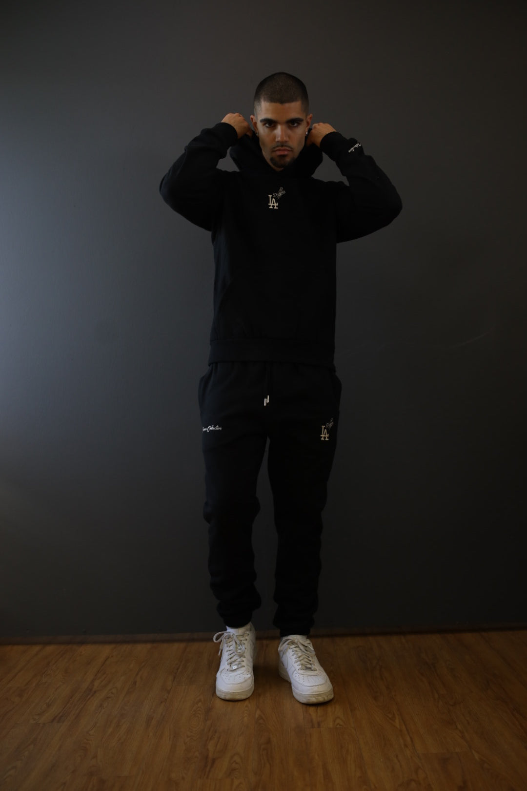 Schwerer Jogginganzug der Los Angeles Dodgers - Schwarz