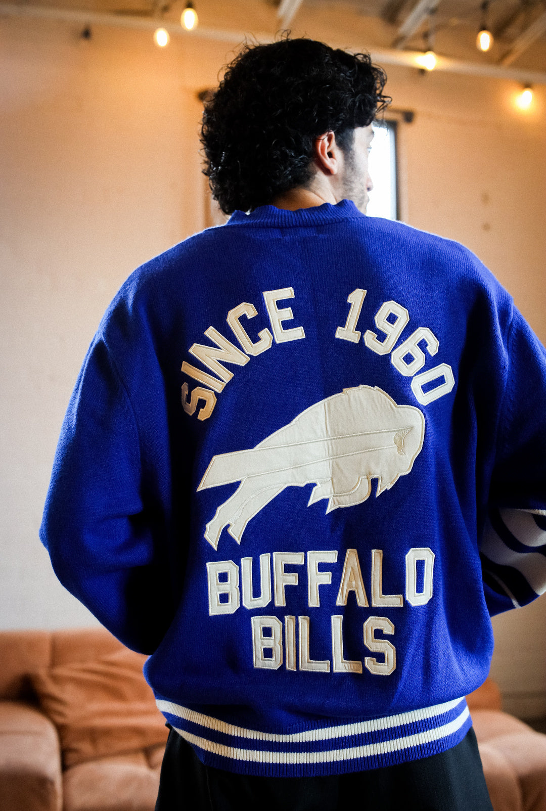 Buffalo Bills Fanleisure Knit Varsity Jacket - Navy