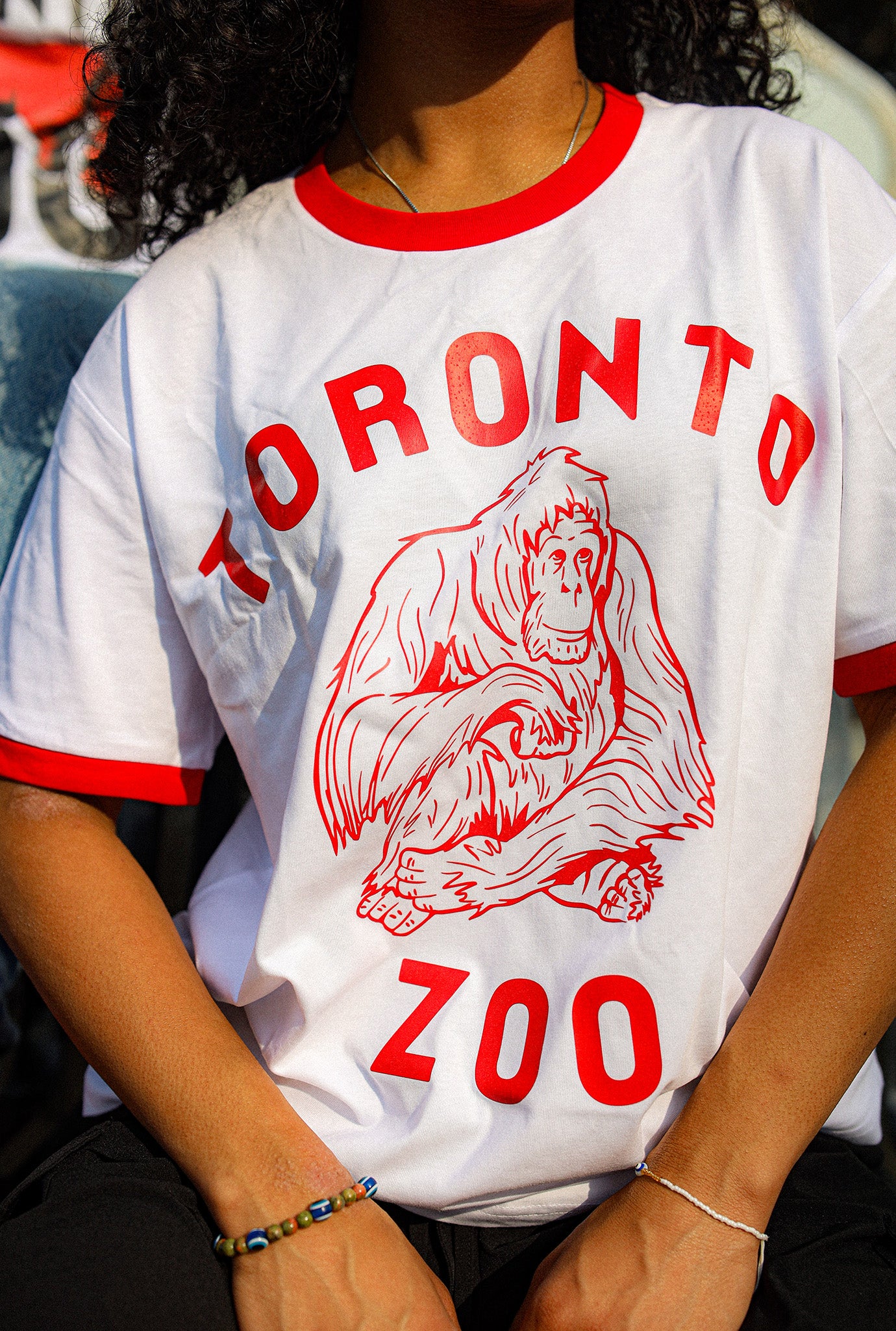 Toronto Zoo Orangutan Ringer T-Shirt - White / Red