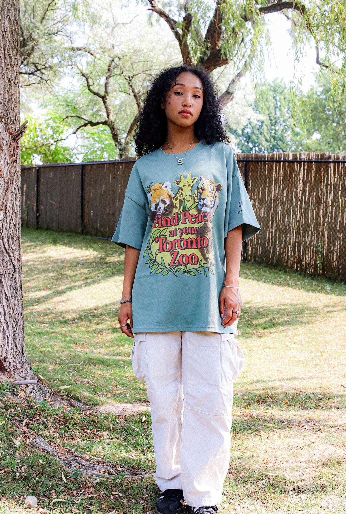 Toronto Zoo Find Peace Heavyweight Garment Dyed T-Shirt - Dusty Green