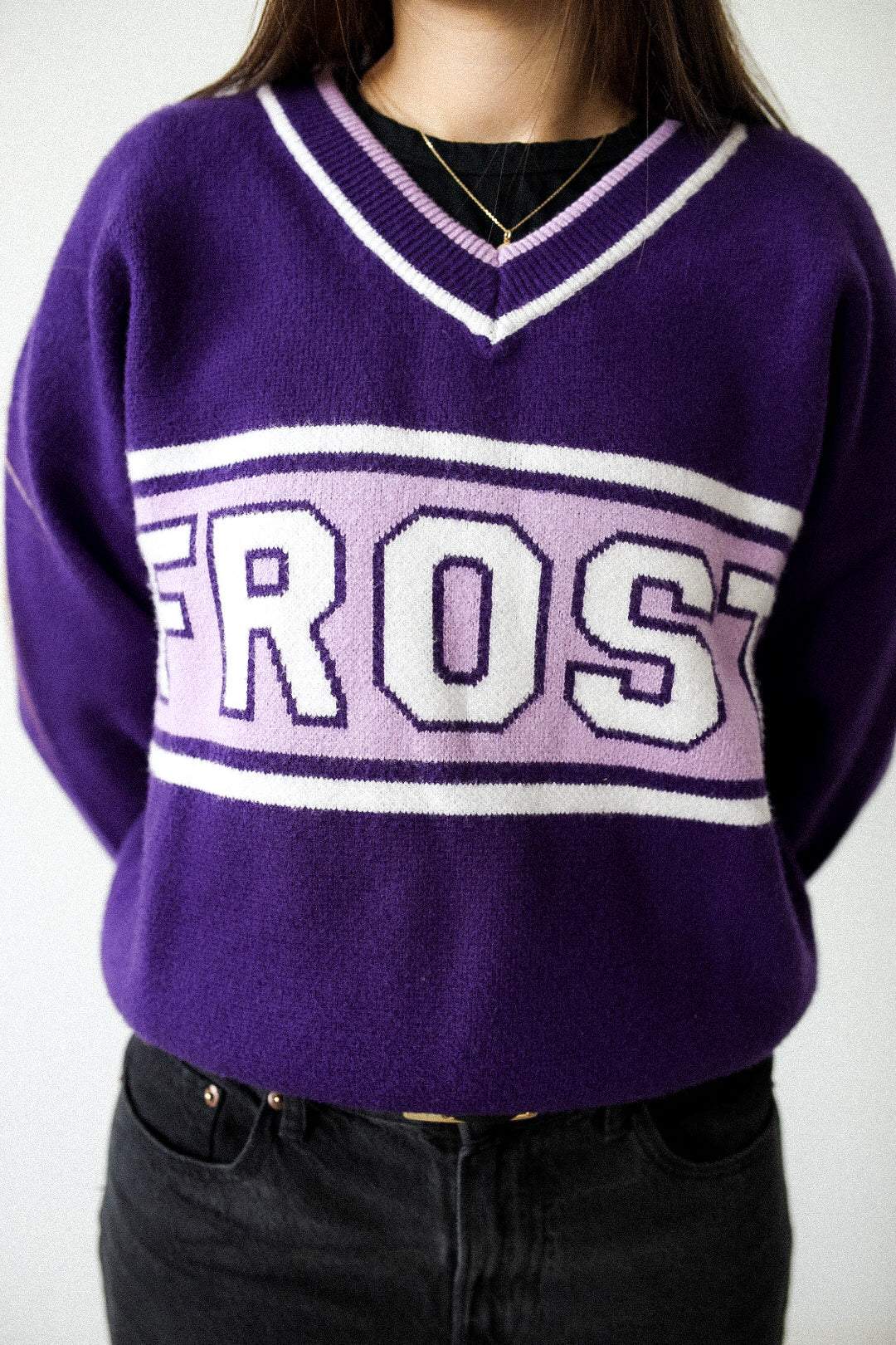 Minnesota Frost Womens V-Neck Knit Sweater - Purple