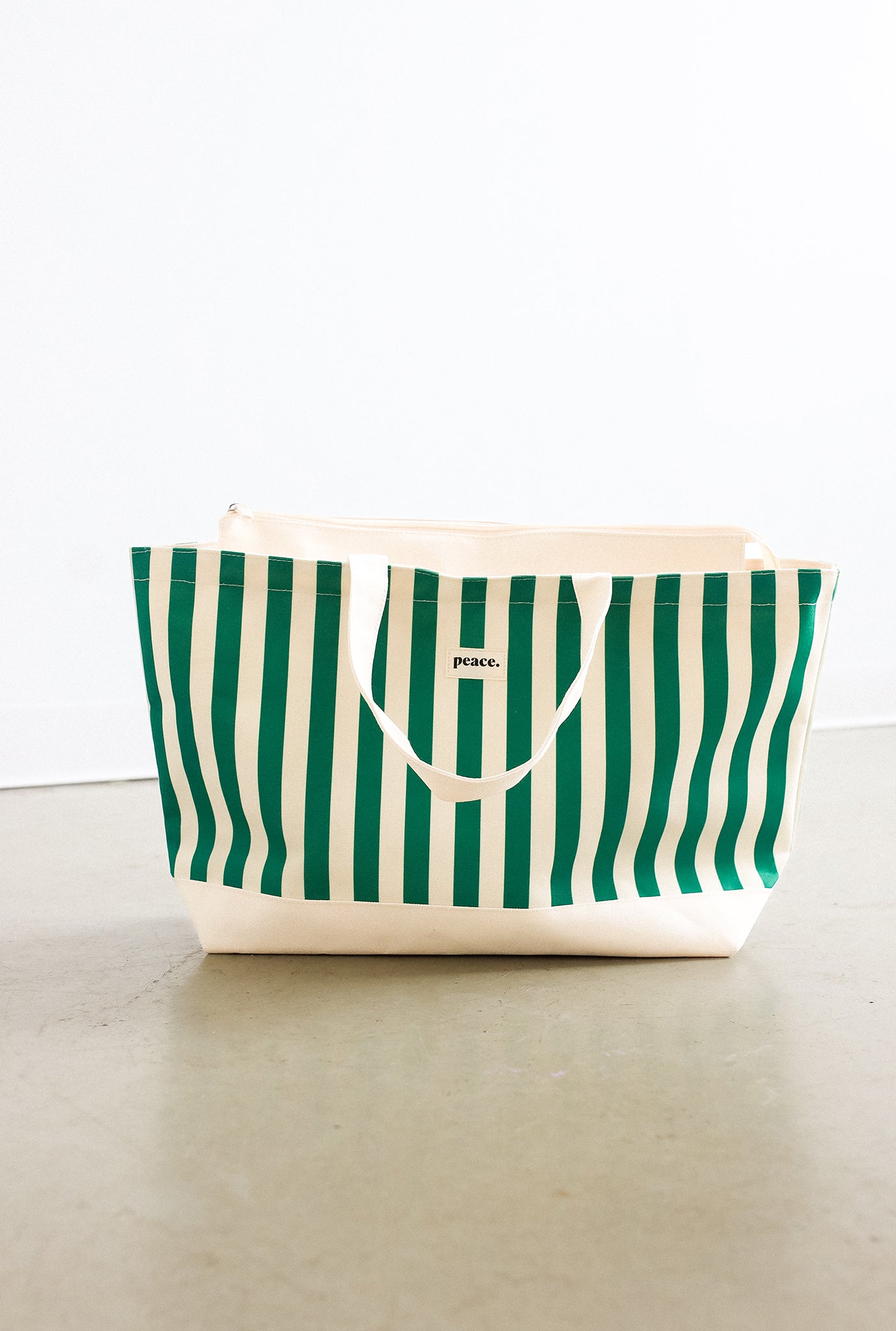 Peace Basics Striped Tote Bag - Green
