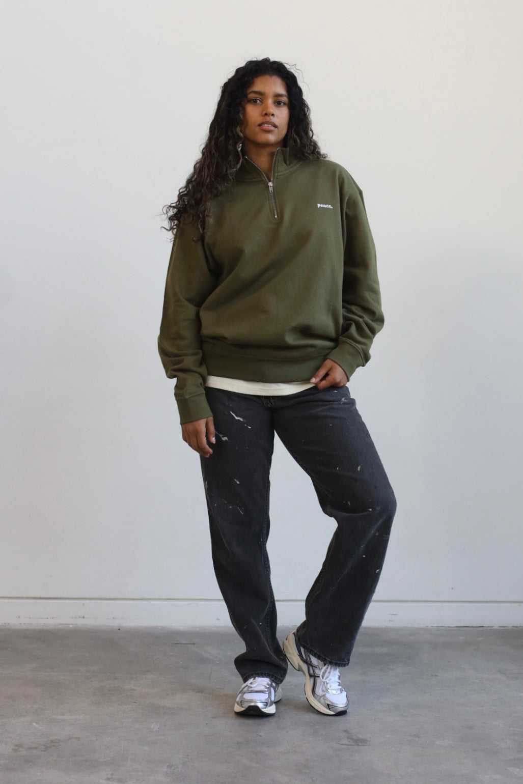 P/C Basics Heavyweight Quarter Zip - Olive