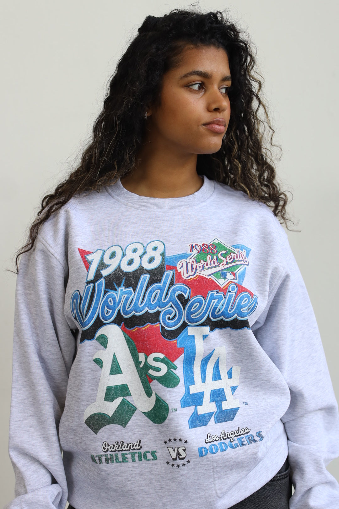 1988 World Series: LA Dodgers Vs. Oakland Athletics Crewneck - Ash