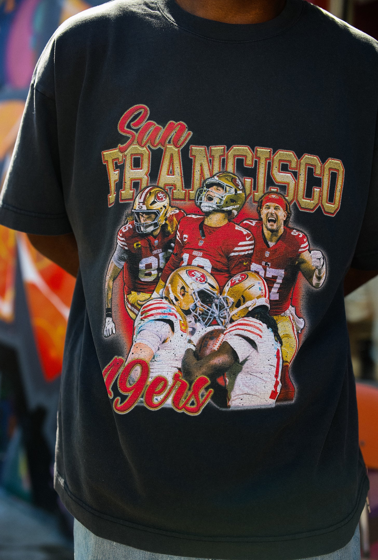 San Francisco 49ers Vintage Heavyweight T-Shirt - Off Black
