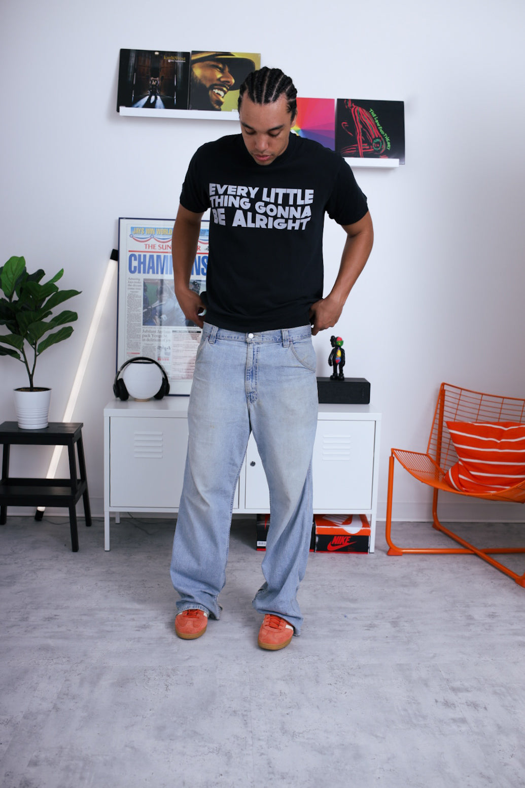 P/C x Bob Marley „Every Little Thing“ Schweres, stückgefärbtes T-Shirt – Schwarz