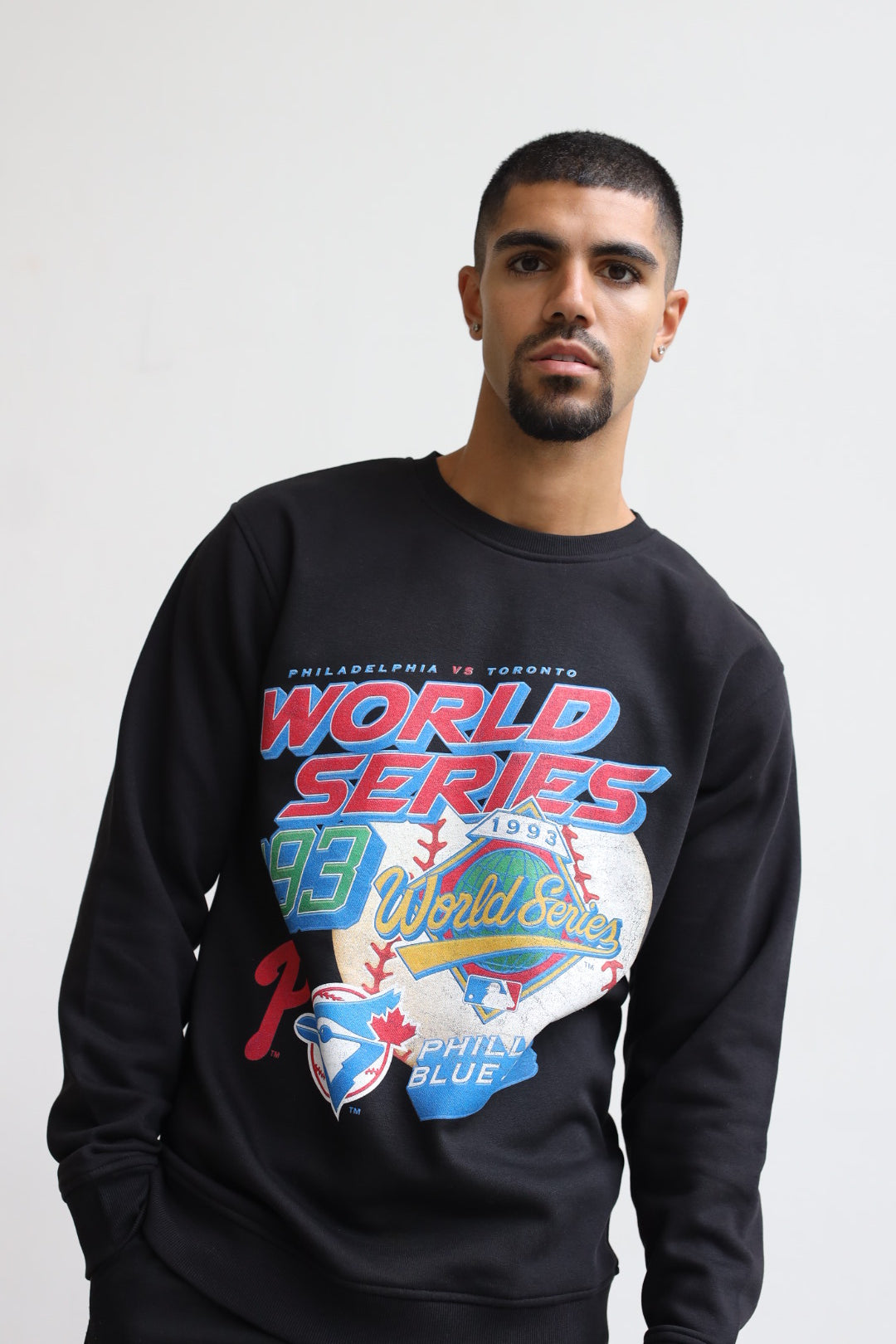 1993 World Series: Toronto Blue Jays Vs. Philadelphia Phillies Crewneck - Black