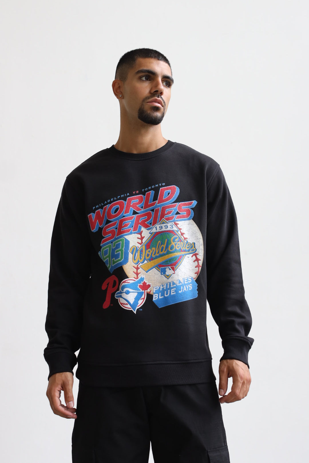 1993 World Series: Toronto Blue Jays Vs. Philadelphia Phillies Crewneck - Black