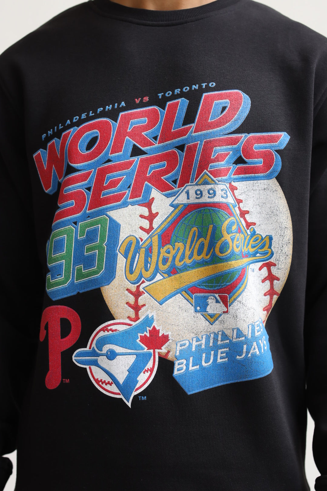 1993 World Series: Toronto Blue Jays Vs. Philadelphia Phillies Crewneck - Black