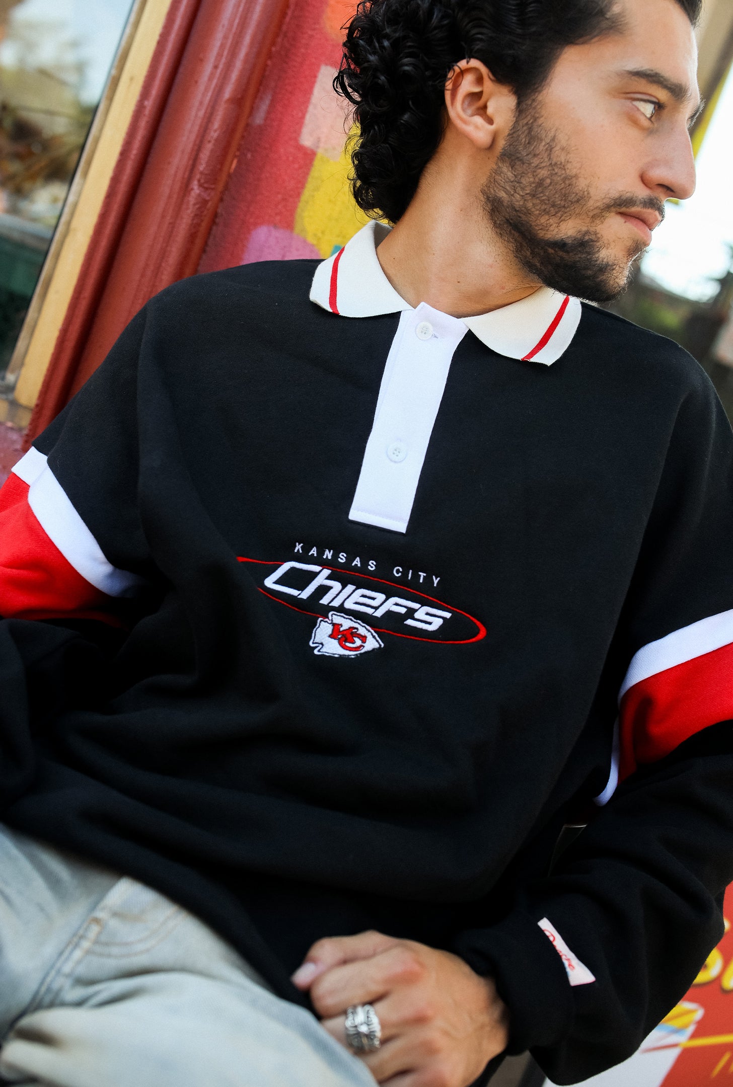 Kansas City Chiefs Oversized Rugby - Black