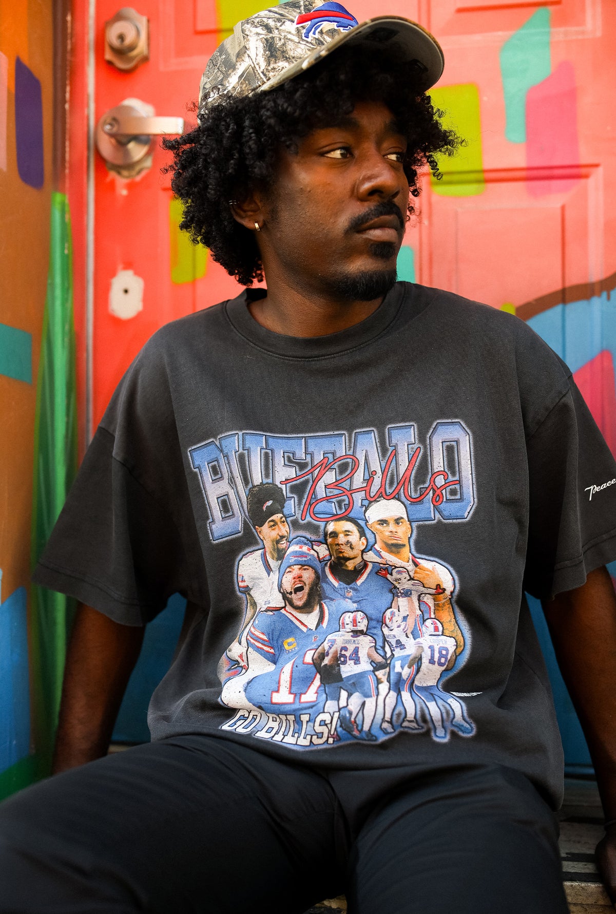 Buffalo Bills Vintage Heavyweight T-Shirt - Off Black