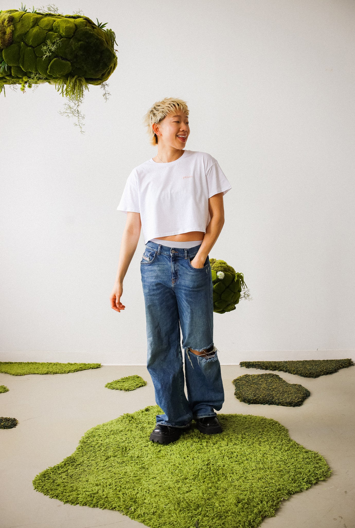 Peace Basics Womens Cropped T-Shirt - White