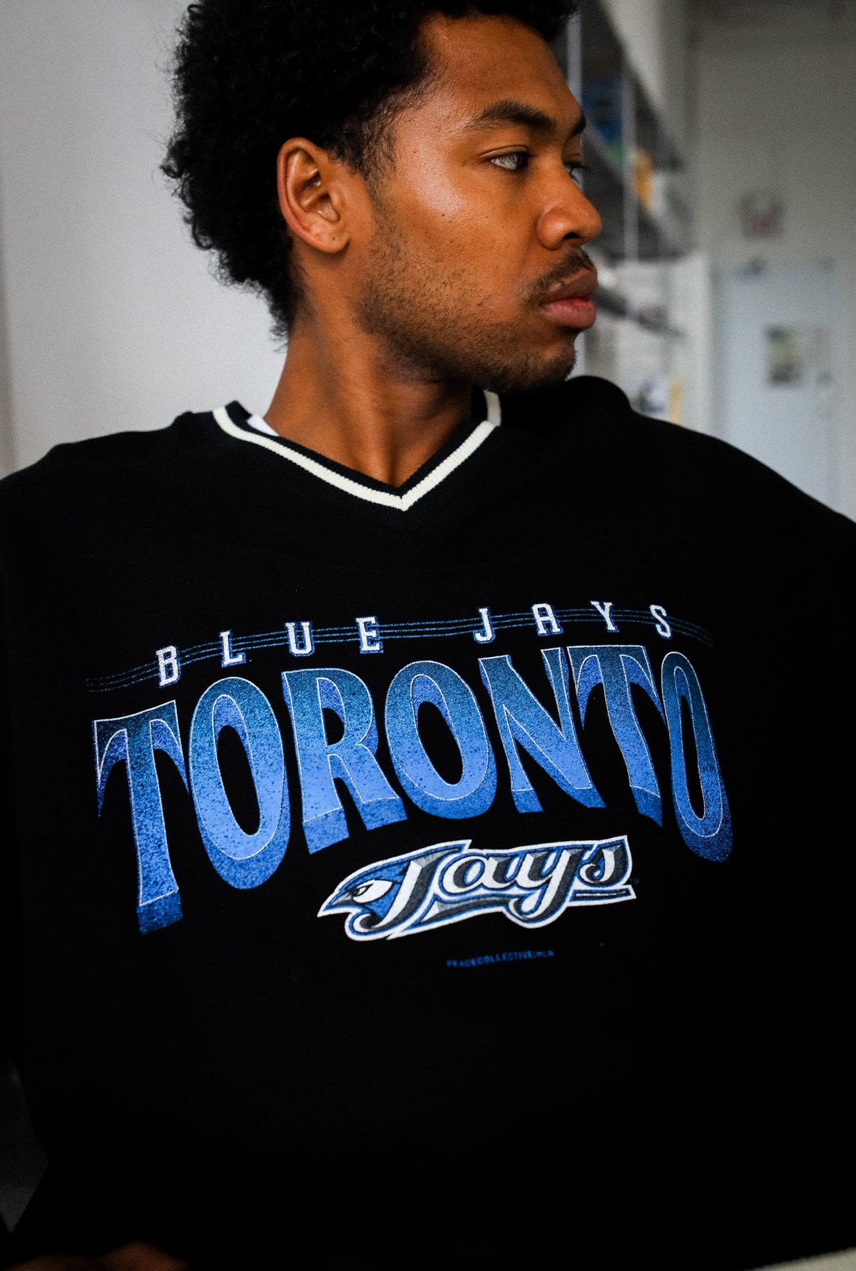 Toronto Blue Jays V-Neck Heavyweight Crewneck - Black