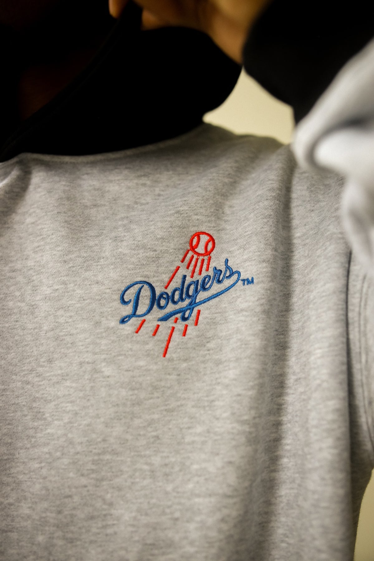 Los Angeles Dodgers Colour Block Heavyweight Hoodie - Black / Grey