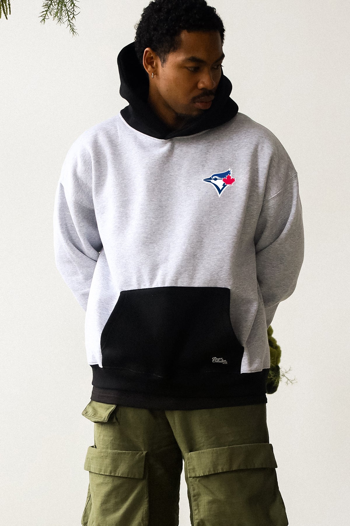Toronto Blue Jays Colour Block Heavyweight Hoodie - Black / Grey