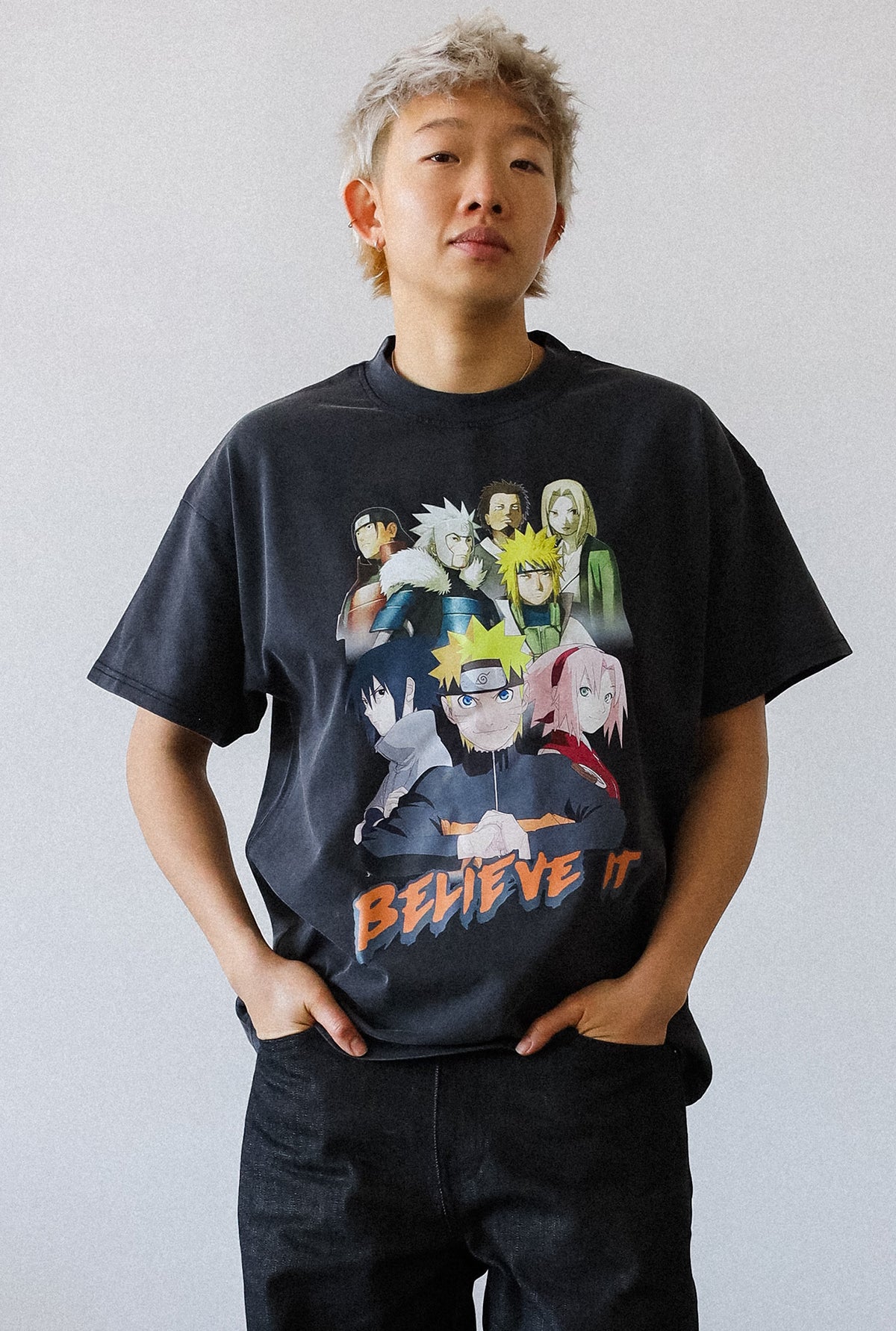 P/C x Naruto Heavyweight Garment Dyed T-Shirt - Black