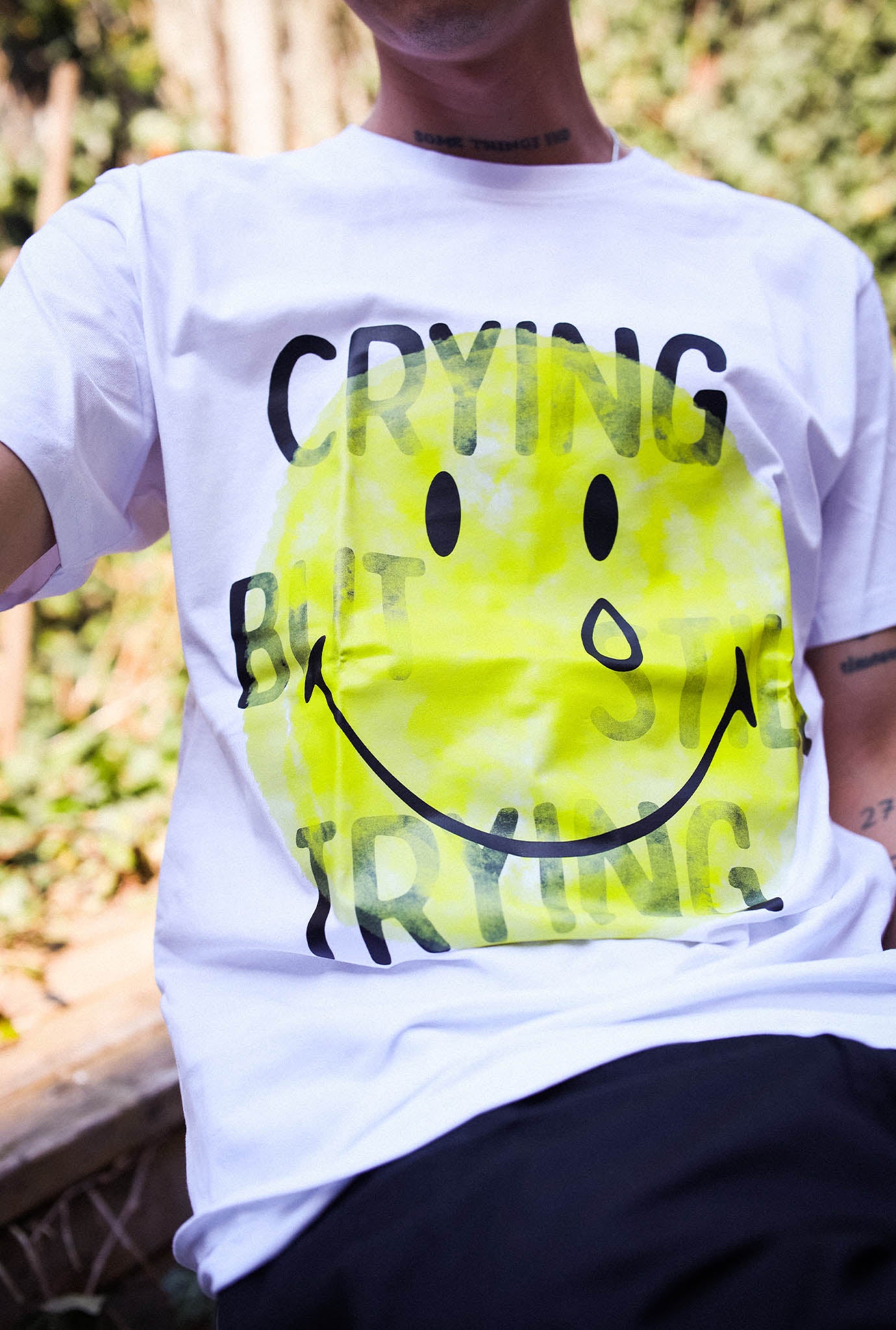 Crying But Still Trying T-Shirt - White