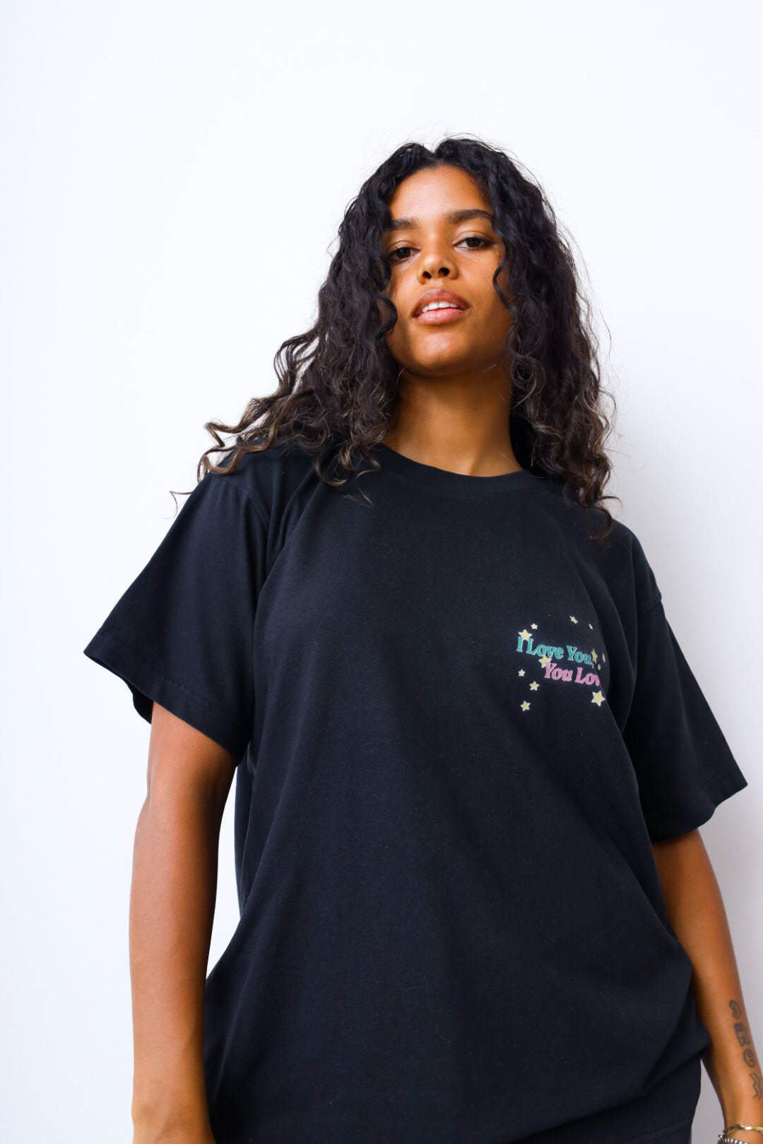 T-shirt épais teint en pièce P/C x Barney Stars - Noir