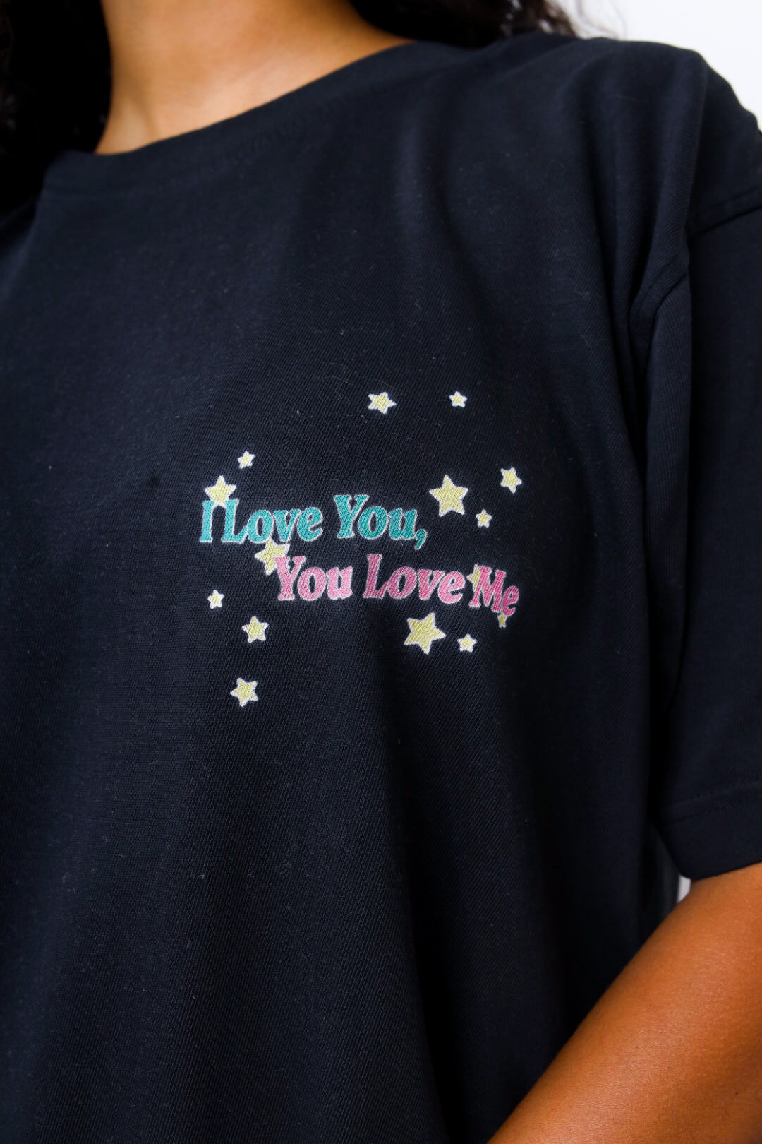 T-shirt épais teint en pièce P/C x Barney Stars - Noir