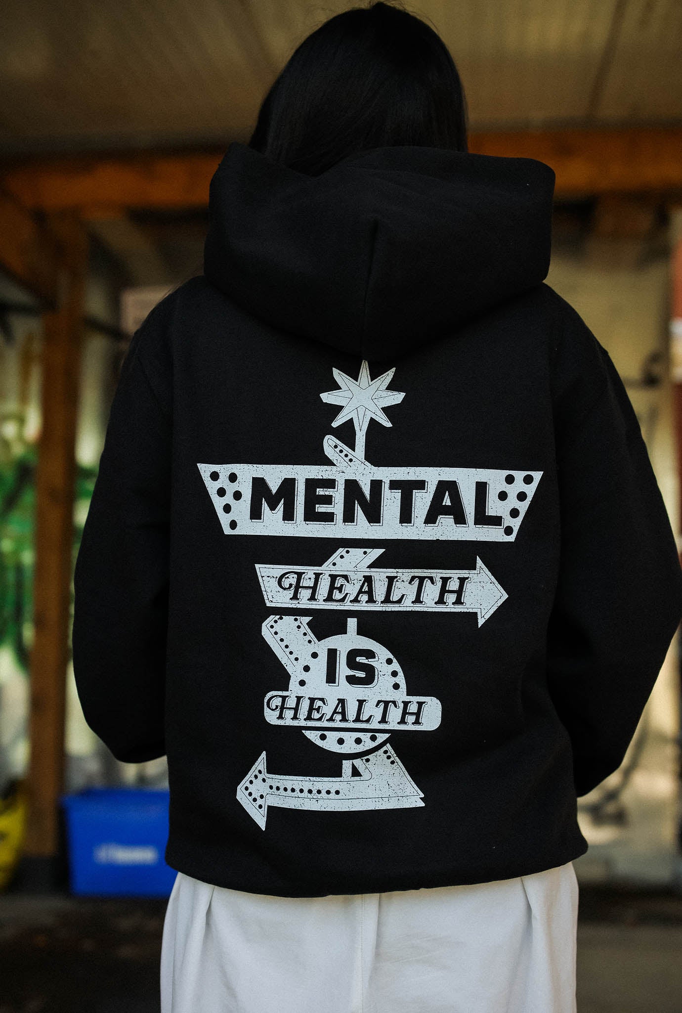 Mental Health is Health Heavyweight Pigment Dye Hoodie - Black