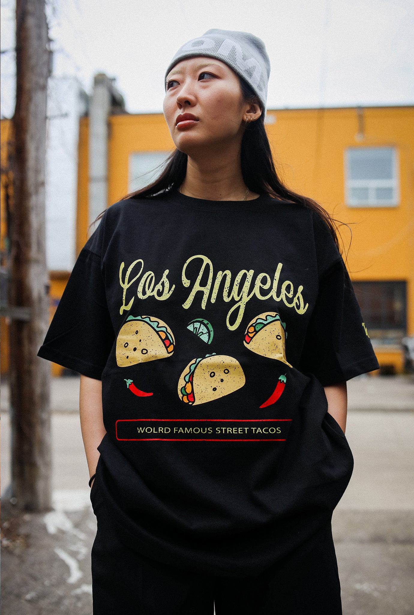 Los Angeles Food Scene Heavyweight T-Shirt - Black