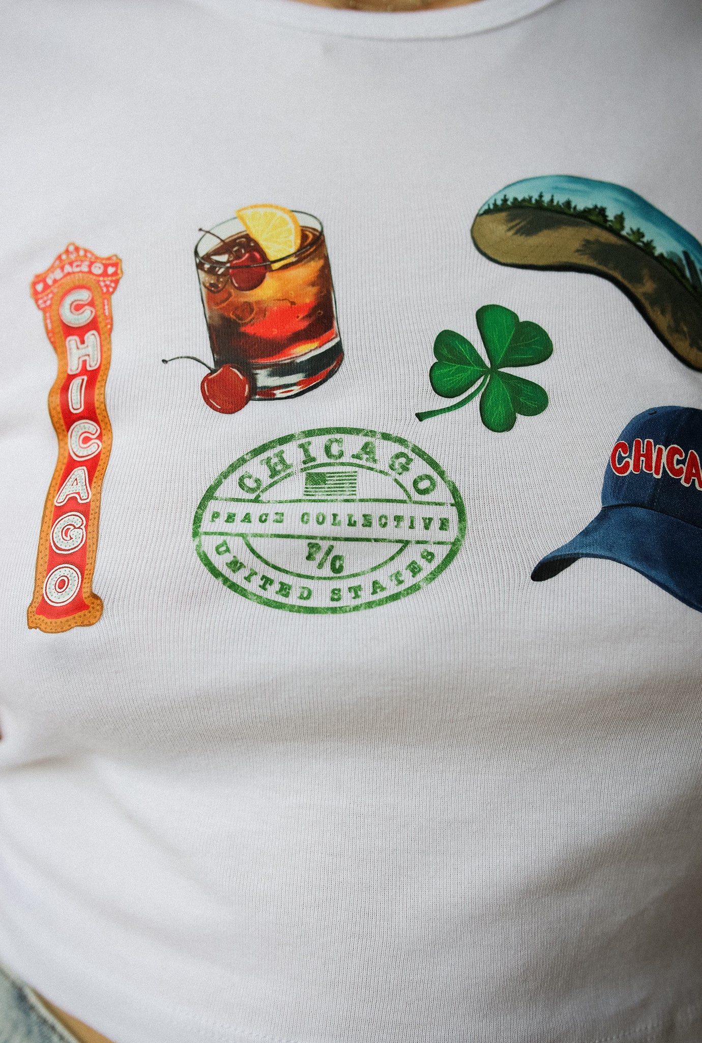 Chicago Destination Icons Baby Tee - White