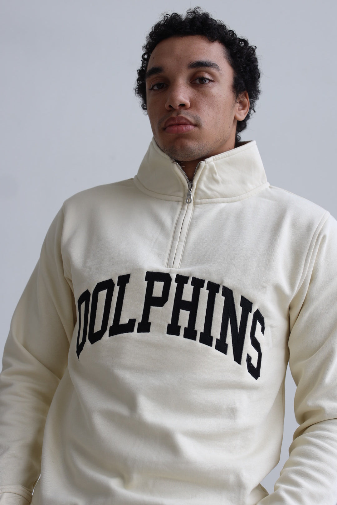 Miami Dolphins Collegiate Quarter Zip - Ivory