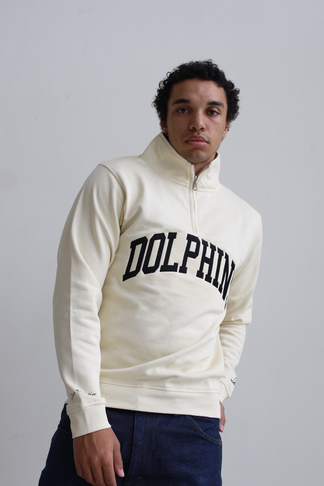 Miami Dolphins Collegiate Quarter Zip - Ivory