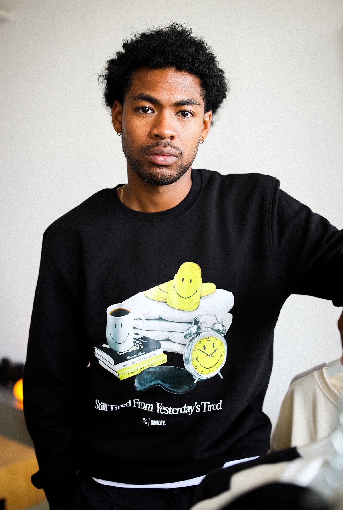 P/C x Smiley: Still Tired from Yesterday's Tired Crewneck - Black
