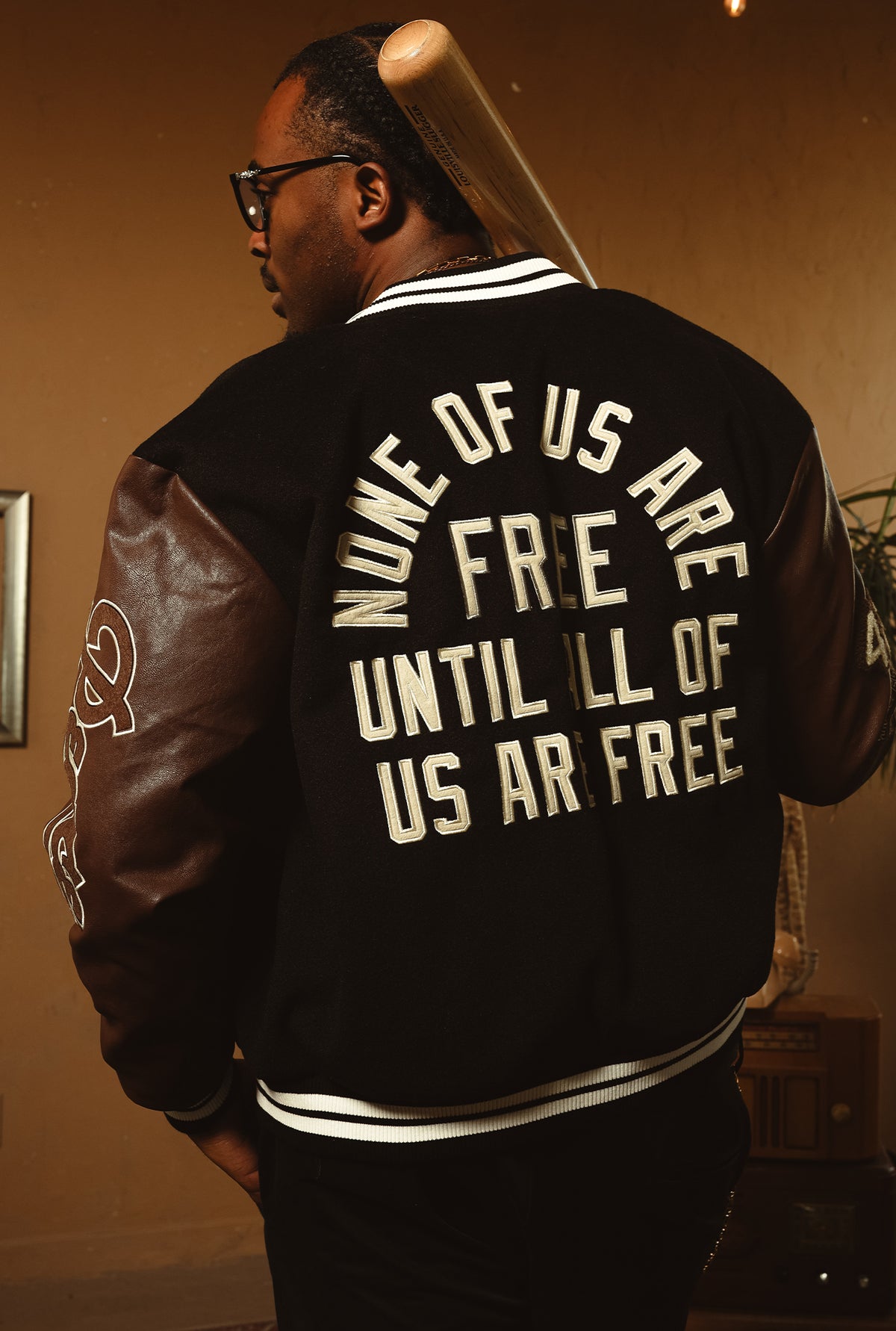 P/C x Jackie Robinson Letterman Jacket - Black